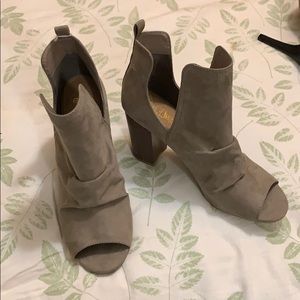 Open toe bootie heels